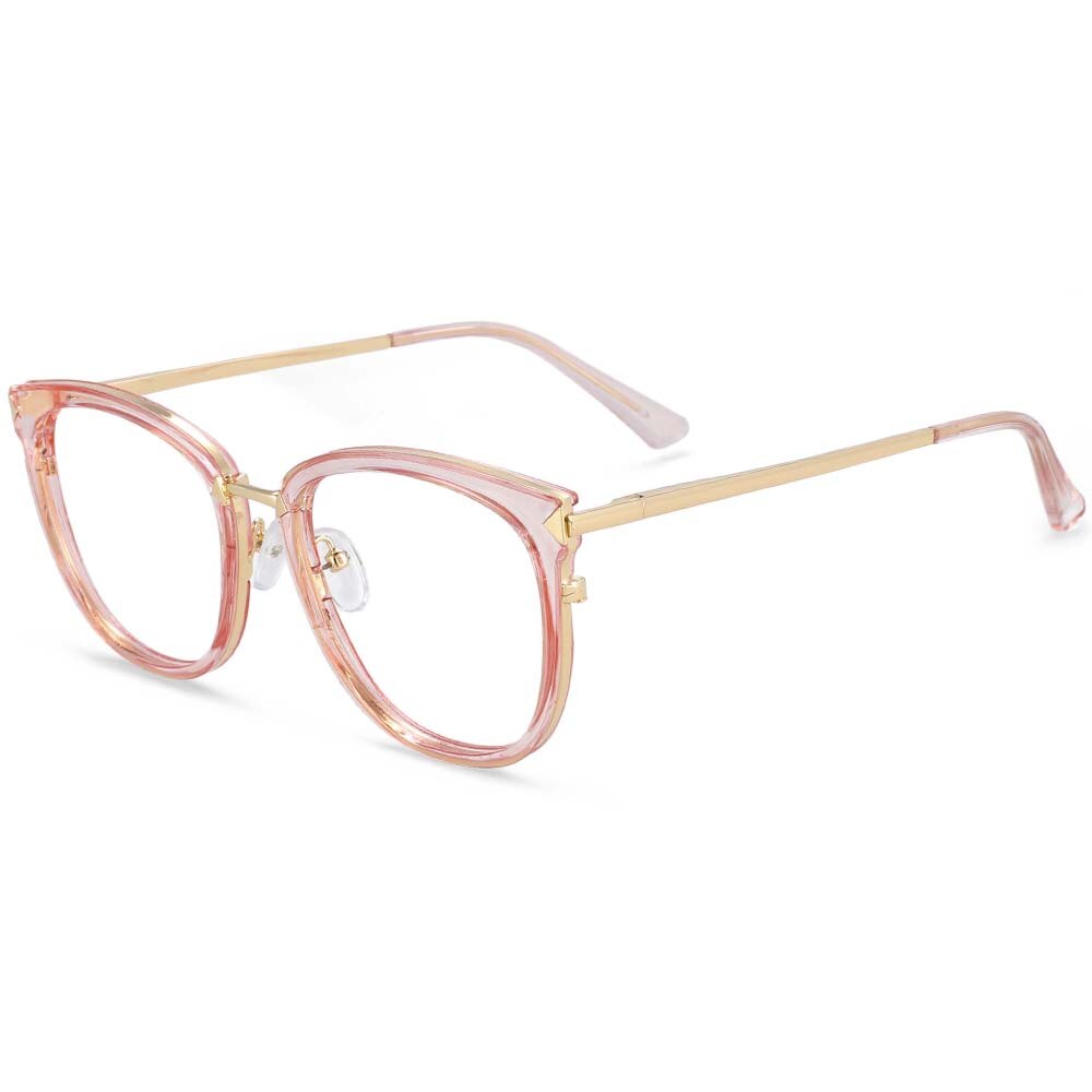 CCSpace Women's Full Rim Square Round Tr 90 Titanium Frame Eyeglasses 54156 Full Rim CCspace Pink  
