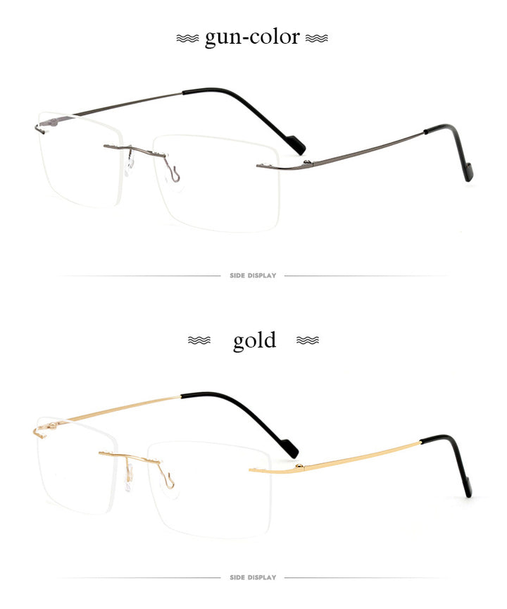 Hotochki Unisex Rimless Rectangle Alloy Frame Eyeglasses 6043 Rimless Hotochki   