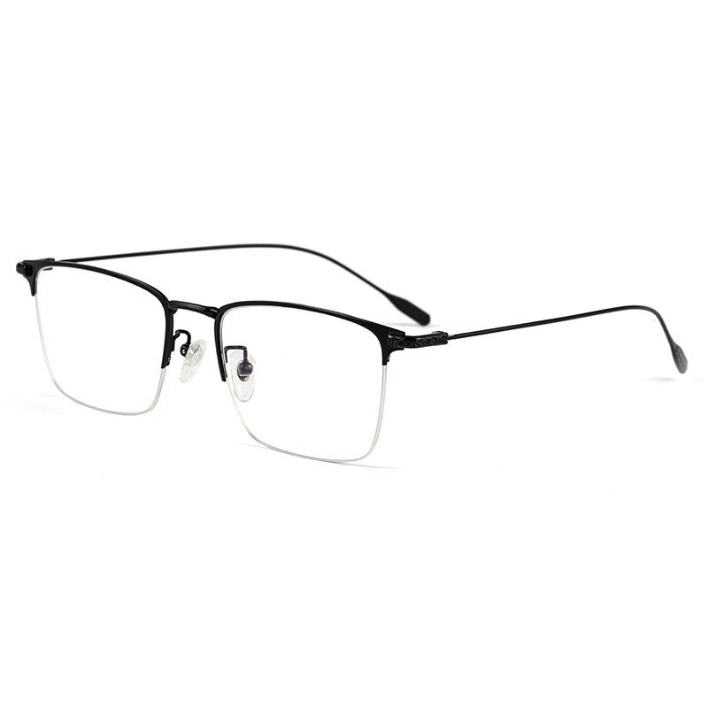 Yimaruili Men's Semi Rim Square Titanium Eyeglasses 9913S Semi Rim Yimaruili Eyeglasses Black  
