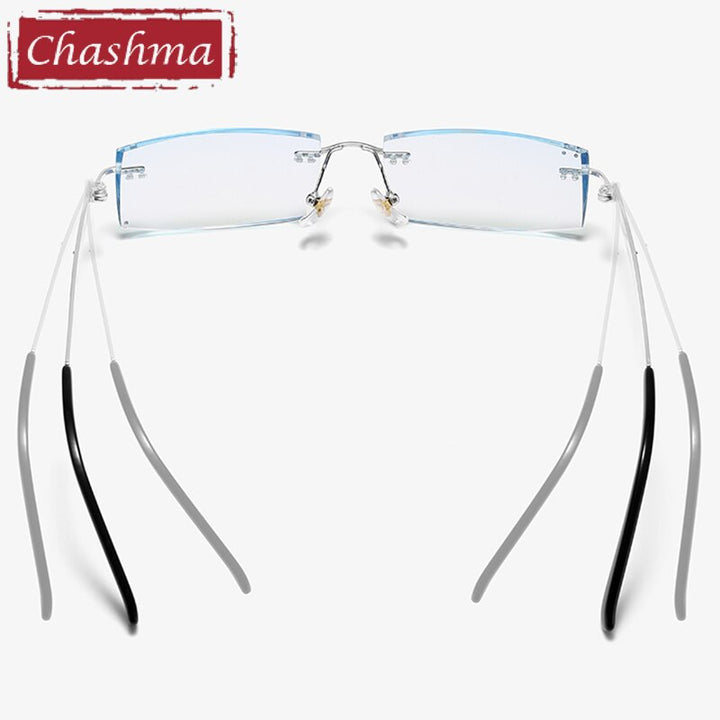 Chashma Ottica Men's Rimless Square Rectangle Titanium Eyeglasses Tinted Lenses 99987 Rimless Chashma Ottica   