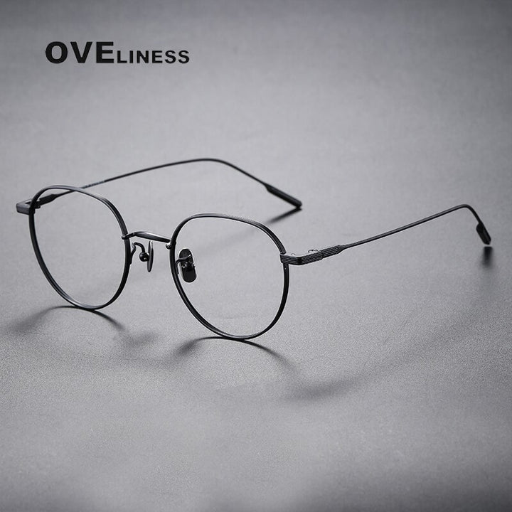 Oveliness Unisex Full Rim Round Square Titanium Eyeglasses 80807 Full Rim Oveliness black  
