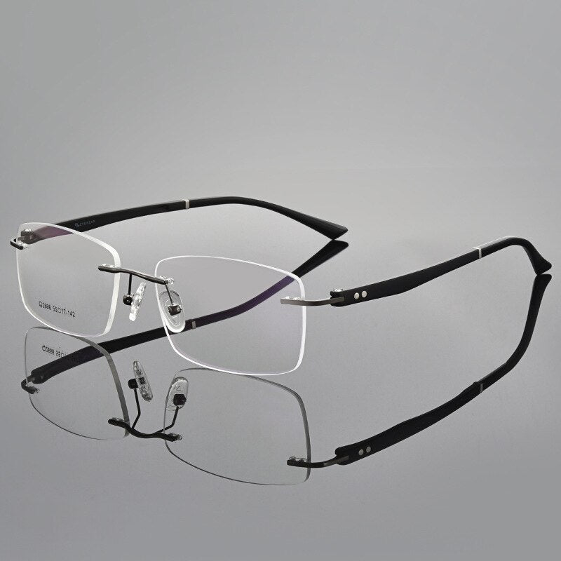 Gmei Men's Rimless Square Titanium Alloy Screwless Eyeglasses Q2666 Rimless Gmei Optical   