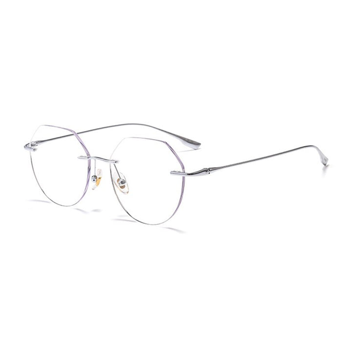 Handoer Men's Rimless Customized Lens Shape Titanium Eyeglasses 1135/1136 Rimless Handoer 1136 silver  