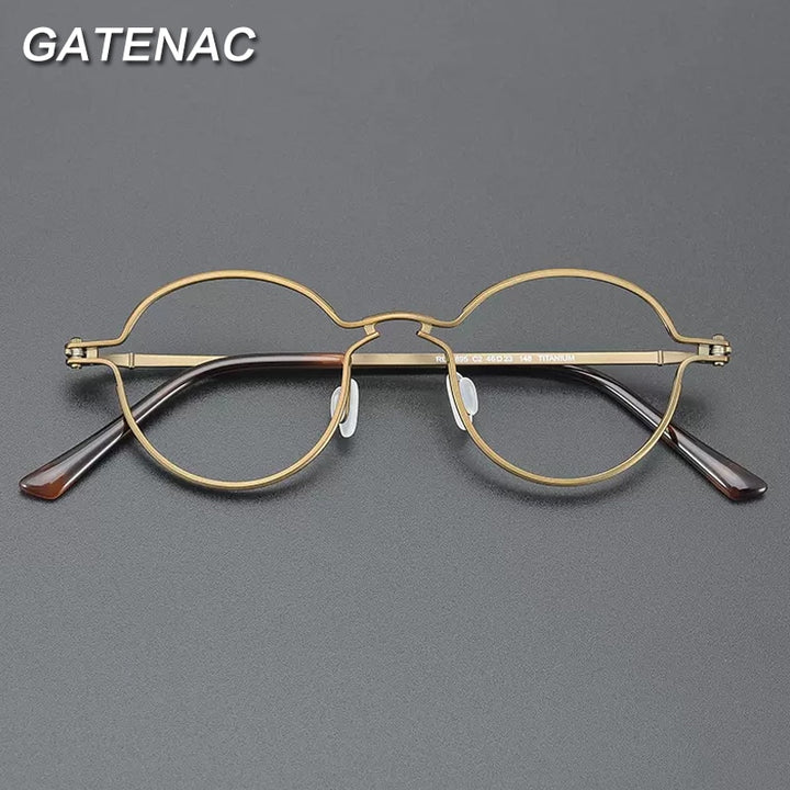 Gatenac Unisex Full Rim Round Titanium Eyeglasses Gxyj899 Full Rim Gatenac   