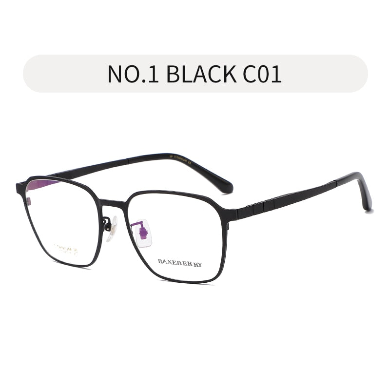 Reven Jate Unisex Full Rim Square Titanium Frame Eyeglasses 71075 Full Rim Reven Jate black  