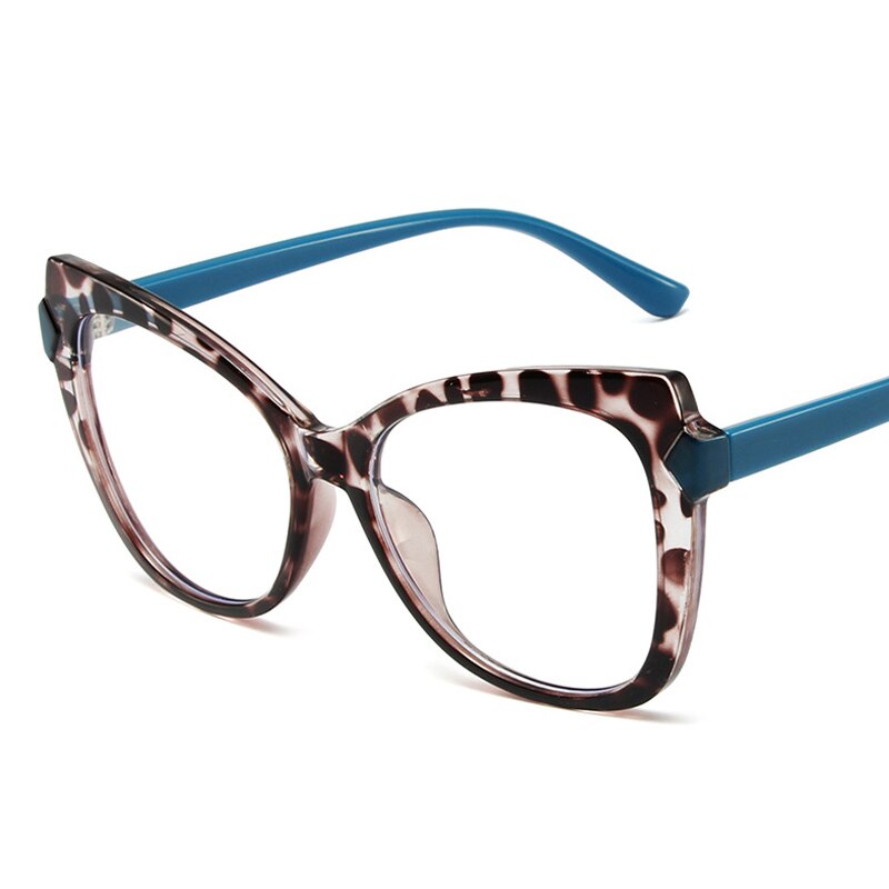 CCspace Women's Full Rim Cat Eye Tr 90 Eyeglasses 53348 Full Rim CCspace China LeopardBlue 