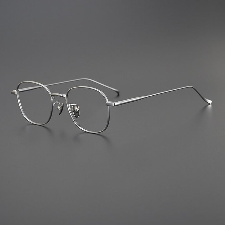 Gatenac Unisex Full Rim Irregular Square Titanium Eyeglasses Gxyj996 Full Rim Gatenac Silver  