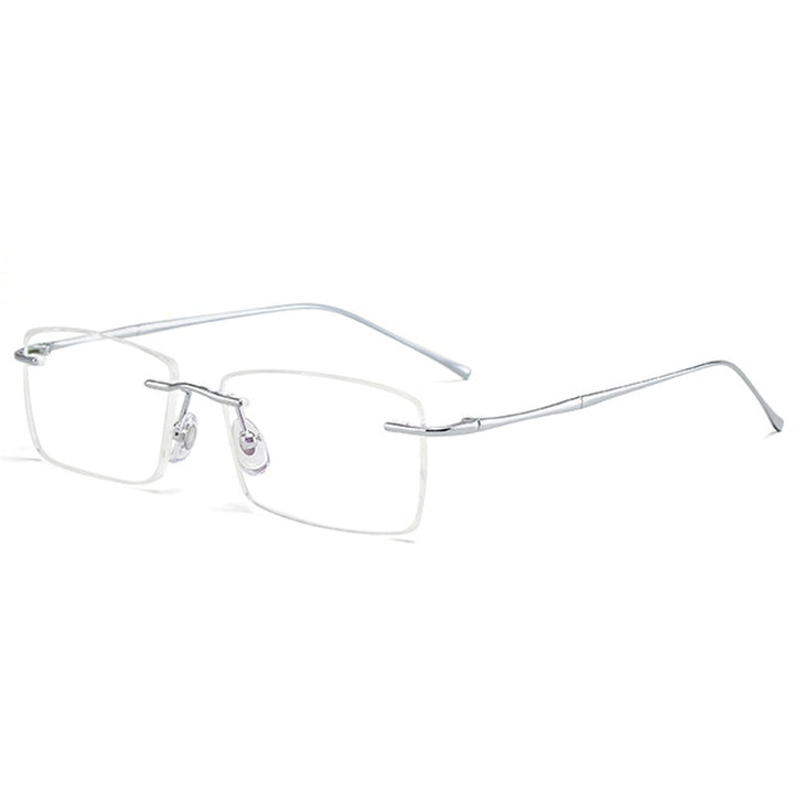 Handoer Men's Rimless Customized Lens Shape Titanium Eyeglasses 632 Rimless Handoer Silver  