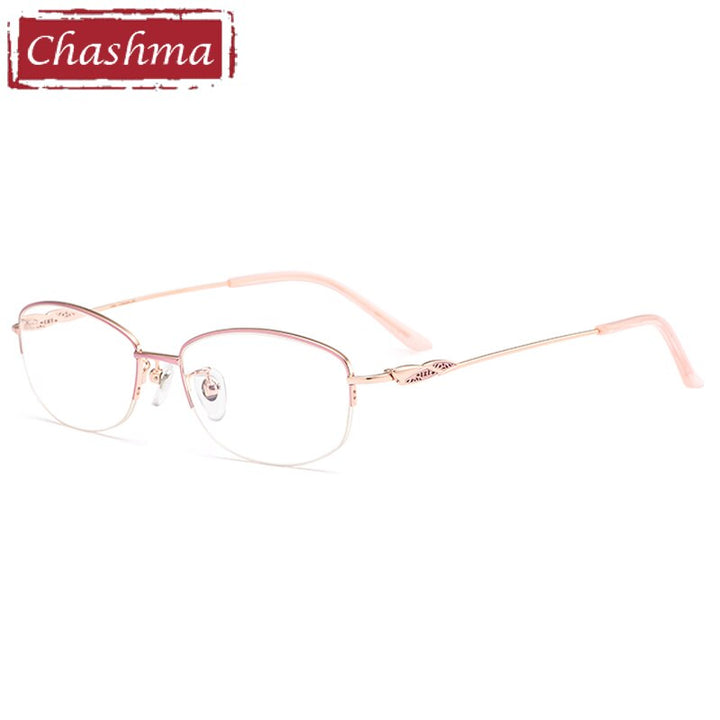 Chashma Ottica Women's Semi Rim Oval Titanium Eyeglasses 0661 Semi Rim Chashma Ottica Pink Gold  
