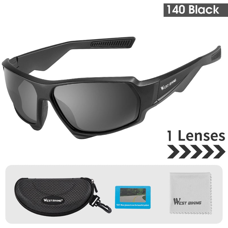 West Biking Unisex Semi Rim Tr 90 Polarized Sport Sunglasses YP0703138 Sunglasses West Biking Polarized black 140 CN 3 Lens