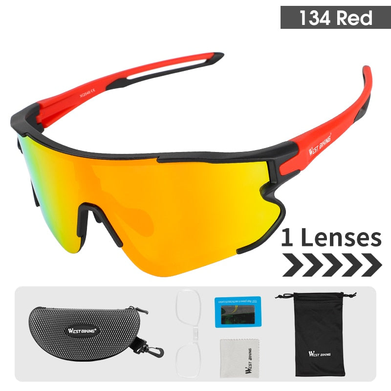West Biking Unisex Semi Rim Tr 90 Polarized Sport Sunglasses YP0703138 Sunglasses West Biking Polarized Red 134 CN 3 Lens