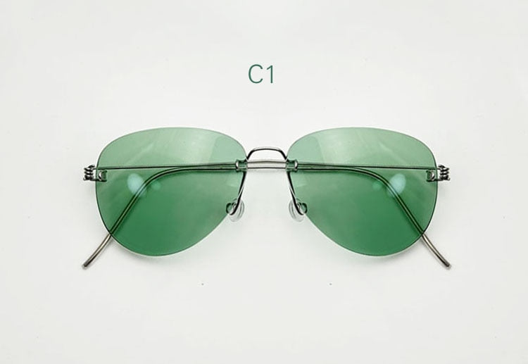 Yujo Unisex Rimless Oval Handcrafted Tinted Lens Stainless Steel Eyeglasses Sunglasses Yujo C1 China 