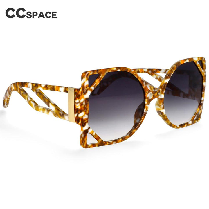 CCSpace Women's Full Rim Oversized Square Resin Hollow Frame Sunglasses 49127 Sunglasses CCspace Sunglasses   
