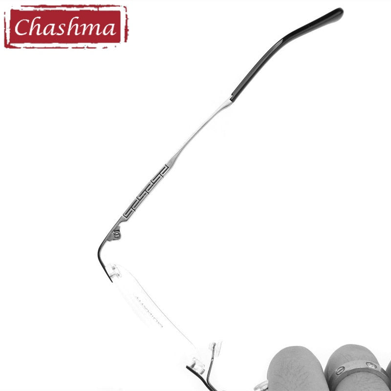 Chashma Ottica Unisex Rimless Square Titanium Eyeglasses 9014 Rimless Chashma Ottica   