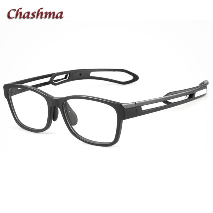 Chashma Men's Full Rim TR 90 Resin Titanium Square Sport Frame Eyeglasses 1927 Sport Eyewear Chashma Black  