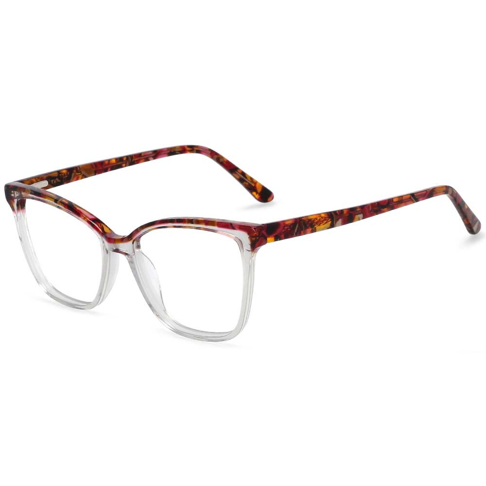 CCSpace Women's Full Rim Square Acetate Frame Eyeglasses 54374 Full Rim CCspace Leopard-gray China 