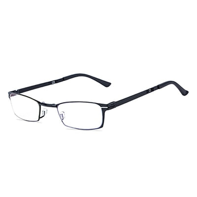 Ralfterty Unisex Full Rim Small Square Alloy Folding Hyperopic Folding Reading Glasses D827 Reading Glasses Ralferty China +100 Black-No Glass Case