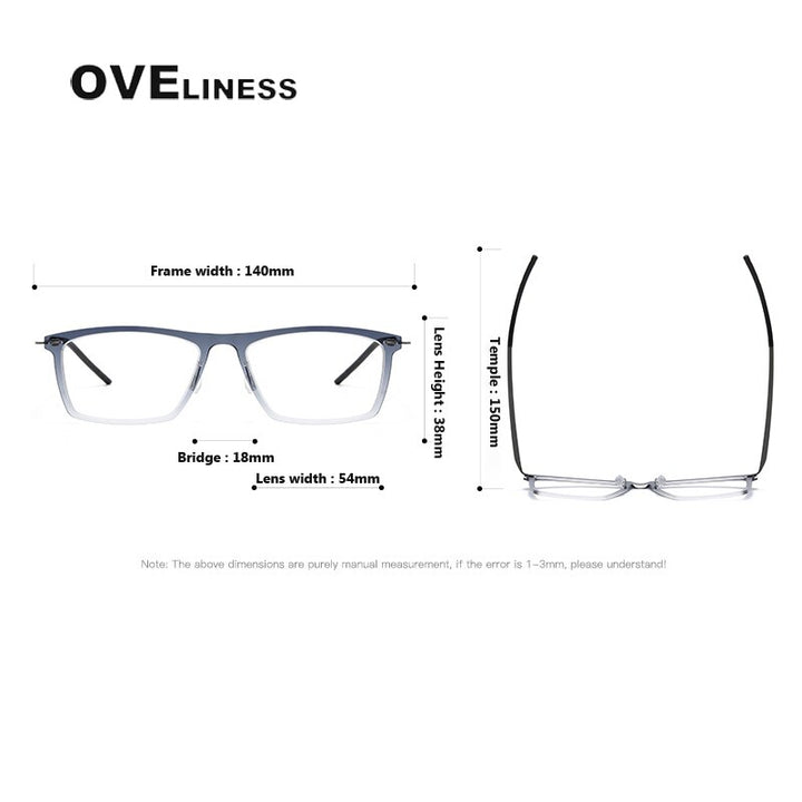 Oveliness Unisex Full Rim Square Titanium Acetate Eyeglasses 6533 Full Rim Oveliness   