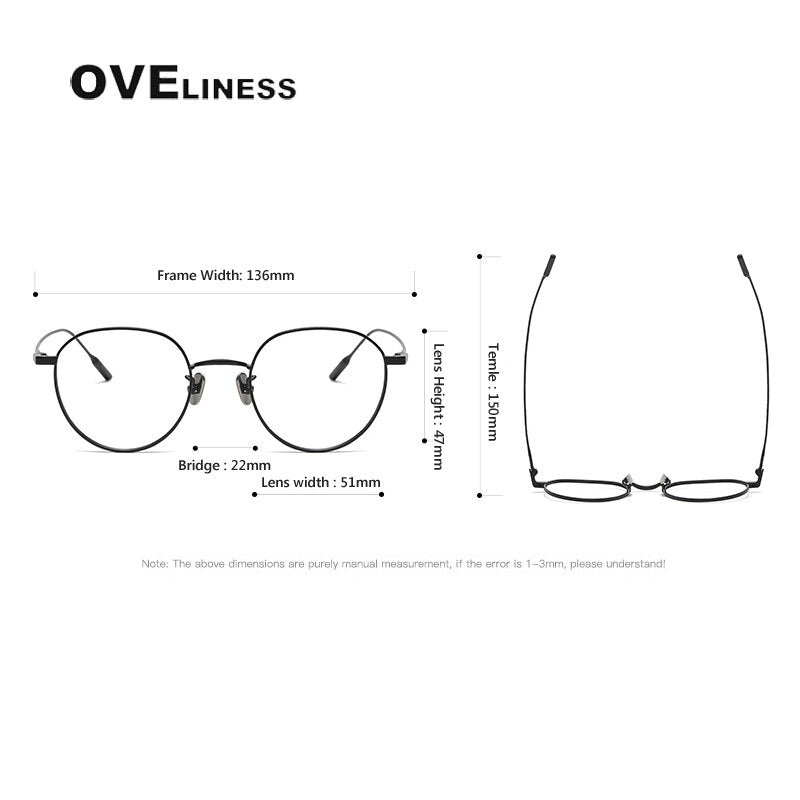 Oveliness Unisex Full Rim Round Square Titanium Eyeglasses 80807 Full Rim Oveliness   