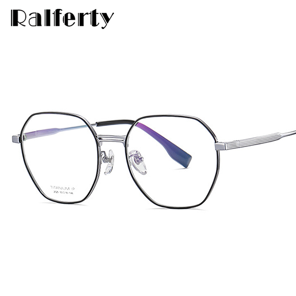 Ralferty Unisex Full Rim Polygon Titanium Eyeglasses D2025 Full Rim Ralferty   