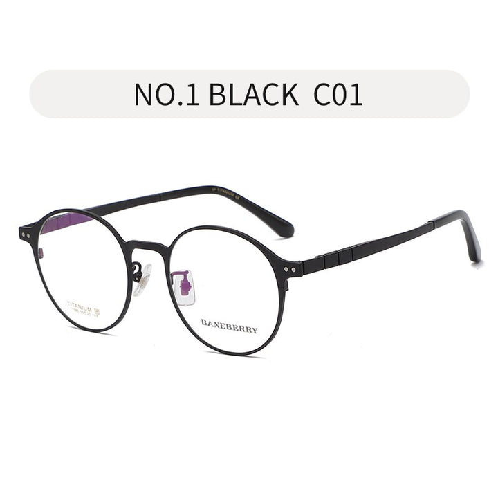 Zirosat Unisex Eyeglasses  Round Frame Pure Titanium 71080 Frame Zirosat black  