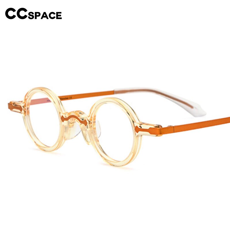 CCspace Unisex Full Rim Small Round Acetate Eyeglasses 53151 Full Rim CCspace   