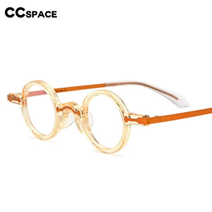 CCSpace Unisex Full Rim Small Round Acetate Eyeglasses 53151 Full Rim CCspace   