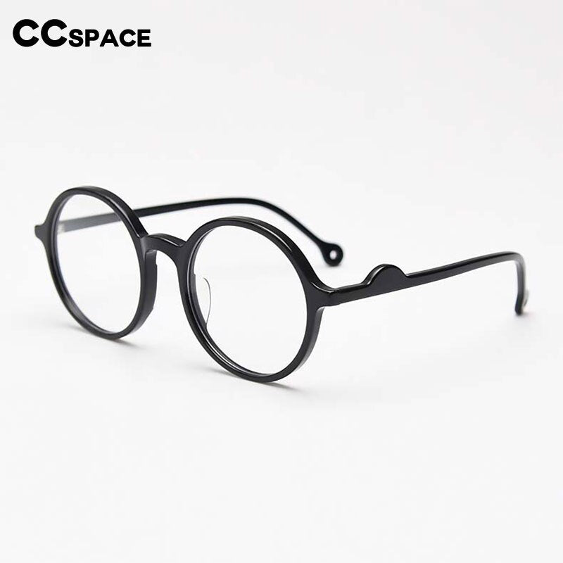 CCSpace Unisex Full Rim Round Acetate Frame Eyeglasses 54613 Full Rim CCspace   