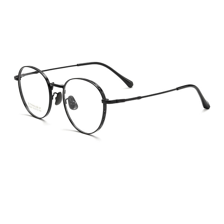 KatKani Unisex Full Rim Round Titanium Eyeglasses K5081 Full Rim KatKani Eyeglasses Black  