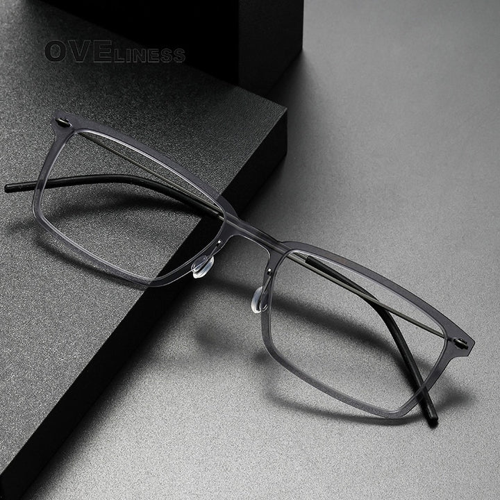 Oveliness Unisex Full Rim Square Acetate Titanium Eyeglasses 6528 Full Rim Oveliness   
