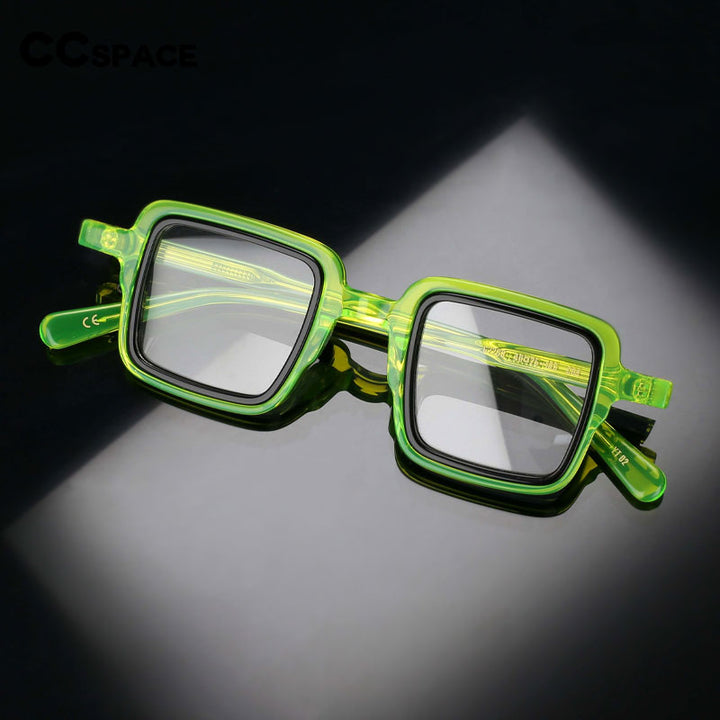 CCspace Unisex Full Rim Small Square Acetate Eyeglasses 55308 Full Rim CCspace   