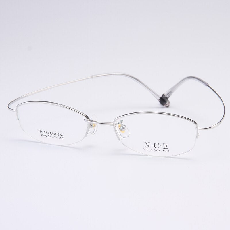 Bclear Women's Semi Rim Titanium Oval Eyeglasses Sc18026 Semi Rim Bclear Silver  