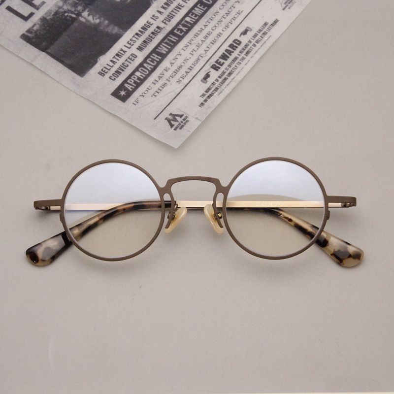 Cubojue Unisex Full Rim Small Round Alloy Myopic Reading Glasses Vo20 Reading Glasses Cubojue no function lens 0 Auburn 