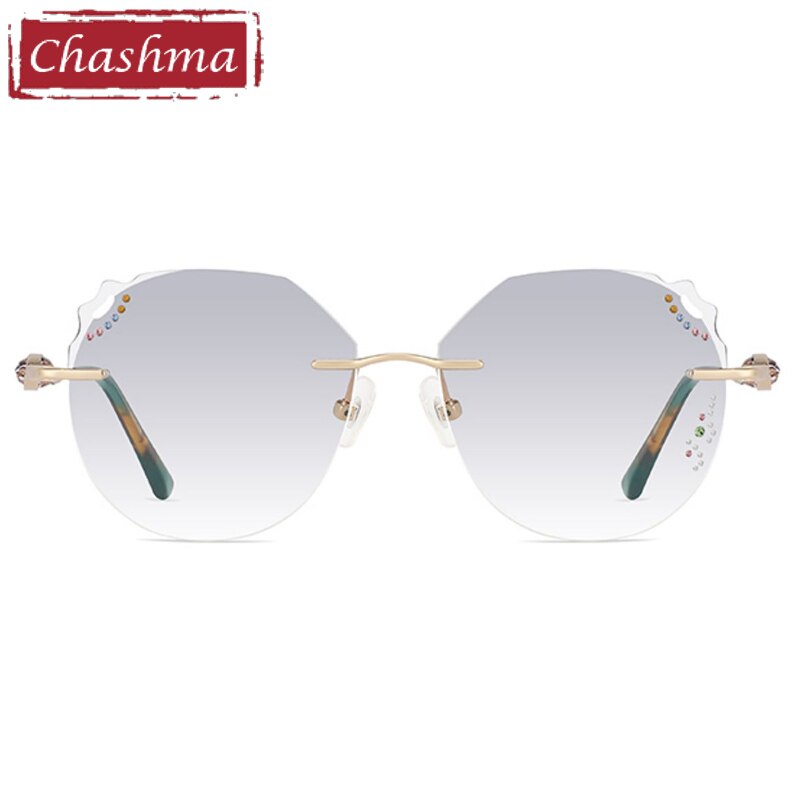 Chashma Women's Rimless Diamond Cut Titanium Round Frame Eyeglasses 8099 Rimless Chashma   