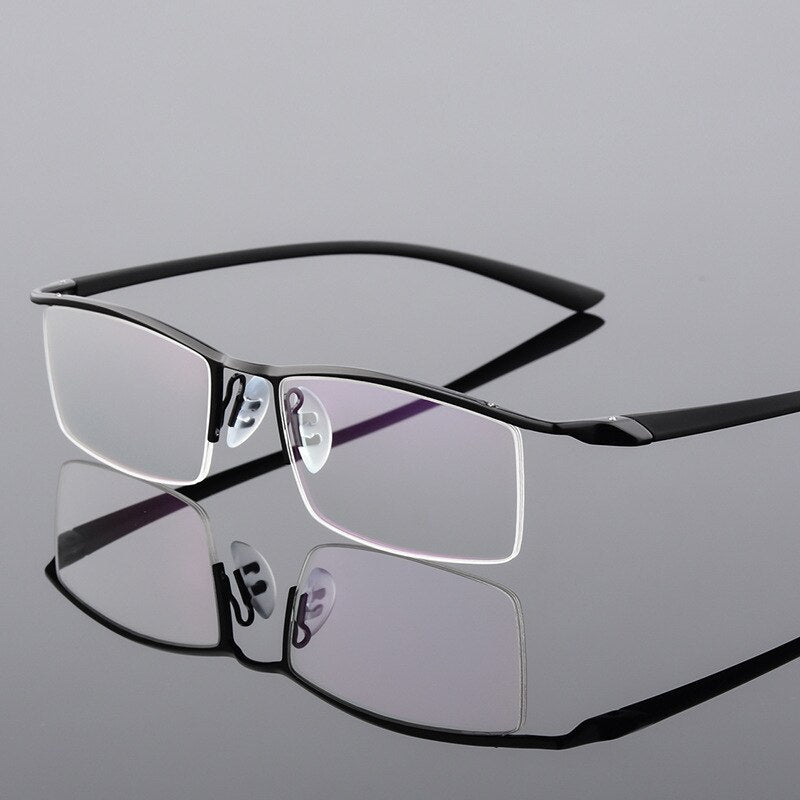 Cubojue Unisex Semi Rim Oversized Square Alloy Reading Glasses Reading Glasses Cubojue no function 0 Black 