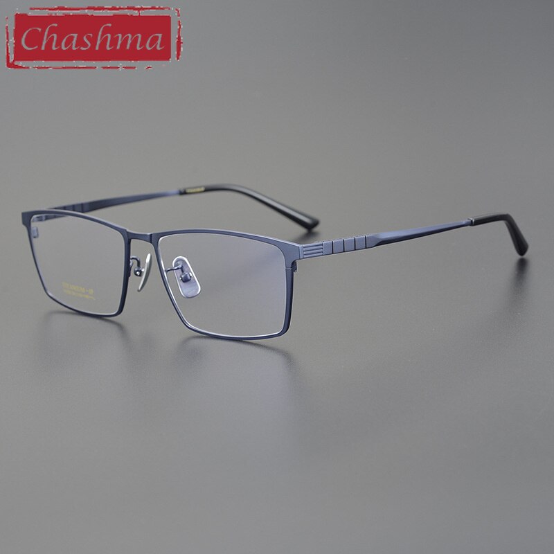 Chashma Ottica Men's Full Rim Square Titanium Eyeglasses Dj066 Full Rim Chashma Ottica Blue  