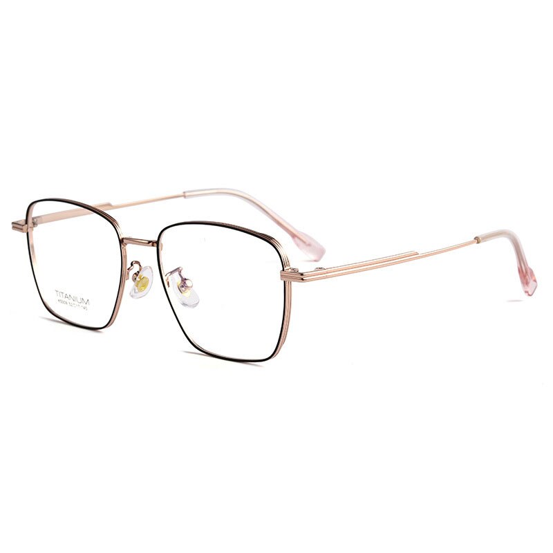 Yimaruili Unisex Full Rim Square Titanium Eyeglasses K5009 Full Rim Yimaruili Eyeglasses Black Rose Gold  