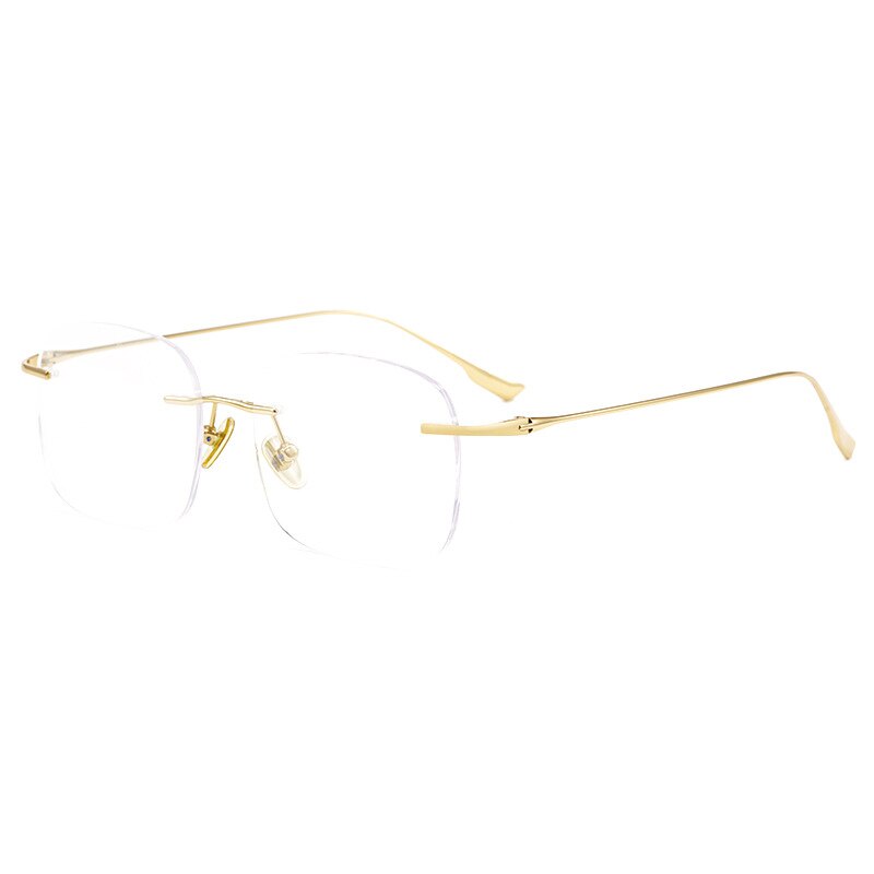 Handoer Men's Rimless Customized Lens Shape Titanium Eyeglasses 1135/1136 Rimless Handoer 1135 gold  