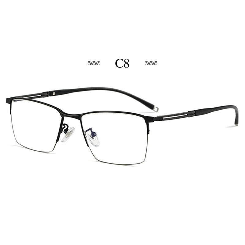 Hotochki Men's Full Rim Square Tr 90 Titanium Frame Eyeglasses T8602t Full Rim Hotochki Khaki  