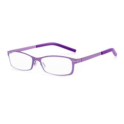 Ralferty Unisex Full Rim Rectangle Alloy Hyperopic Reading Glasses D1331 Reading Glasses Ralferty China +100 Purple-No Glass Case
