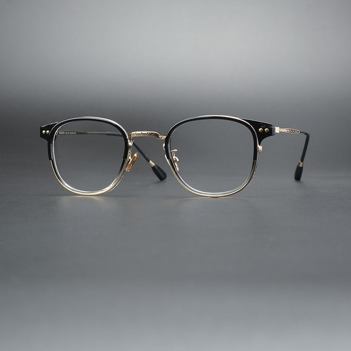 Cubojue Unisex Full Rim Small Square Tr 90 Titanium Hyperopic Reading Glasses M6009 Reading Glasses Cubojue 0 black-clear gold 