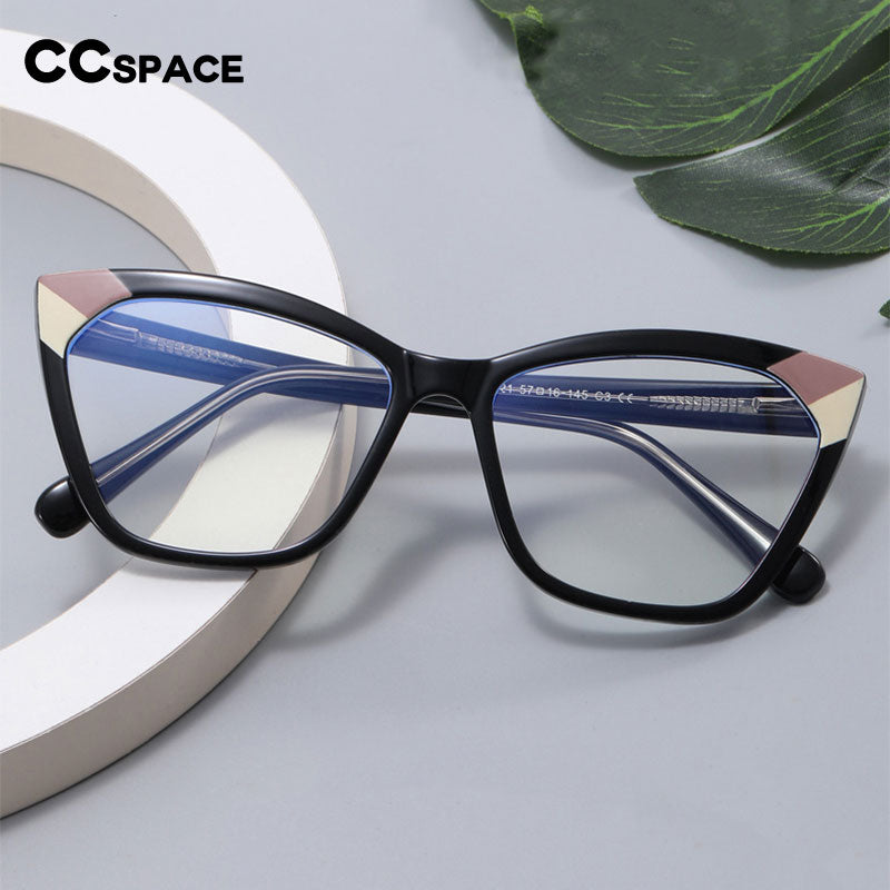 CCSpace Women's Full Rim Square Cat Eye Tr 90 Titanium Eyeglasses 55300 Full Rim CCspace   