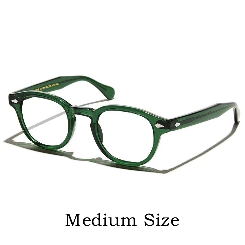 Yimaruili Unisex Full Rim Round Acetate Eyeglasses Three Sizes Y1915 Full Rim Yimaruili Eyeglasses M Green  