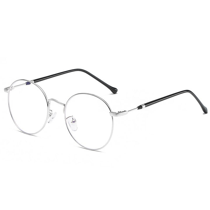 Reven Jate Unisex Full Rim Round Alloy Eyeglasses 1912 Full Rim Reven Jate silver  
