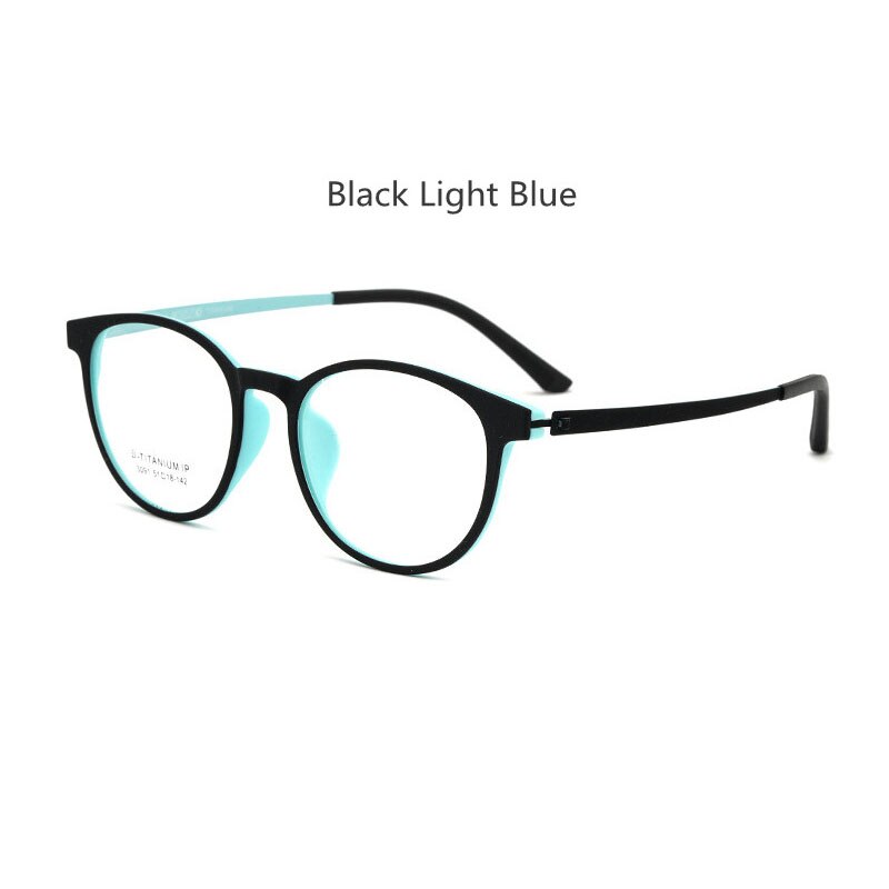 Handoer Unisex Full Rim Square Tr 90 Titanium Hyperopic Photochromic Reading Glasses 23091 0 To +150 Reading Glasses Handoer 0 black light blue 