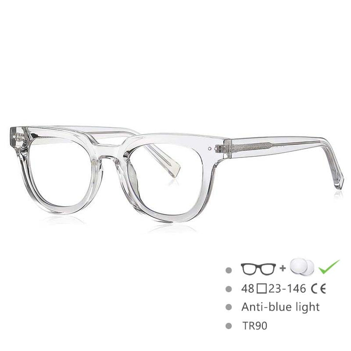 CCSpace Unisex Full Rim Square Tr 90 Titanium Frame Eyeglasses 54560 Full Rim CCspace China Clear 