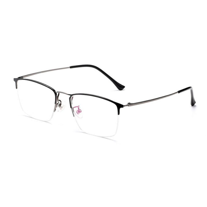 Hotochki Men's Semi Rim Square Titanium Eyeglasses R2316 Semi Rim Hotochki black-gray  