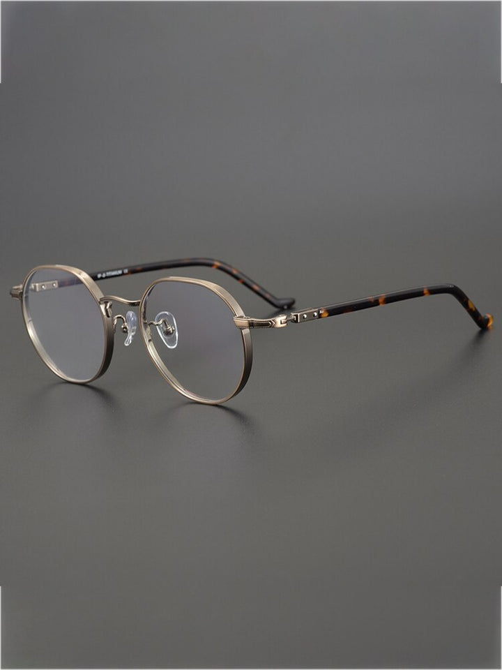 Aissuarvey Unisex Round Full Rim Frame Ip Titanium Acetate Eyeglasses Full Rim Aissuarvey Eyeglasses Bronze CN 