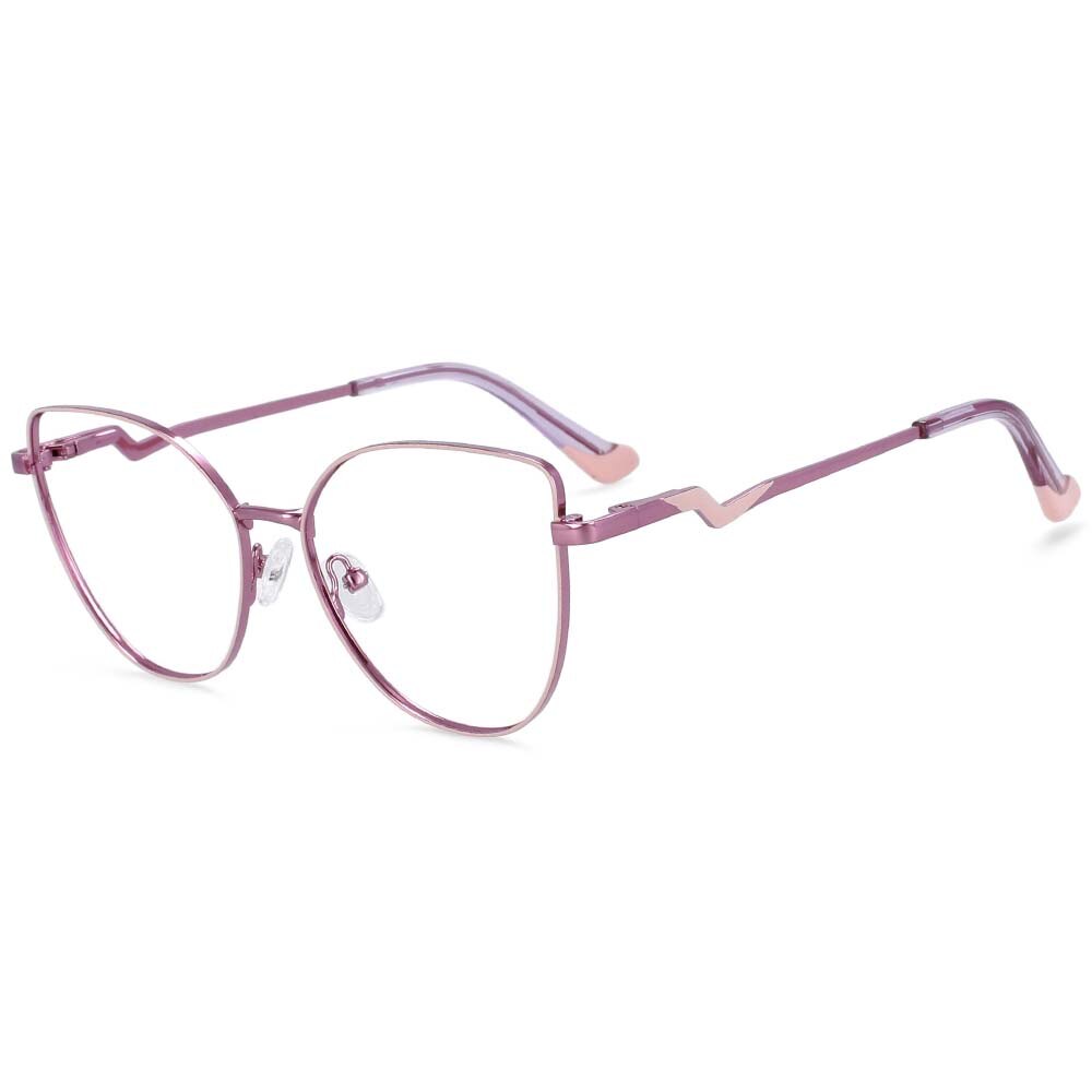 CCspace Women's Full Rim Cat Eye Alloy Frame Eyeglasses 54317 Full Rim CCspace China pink-Purple 