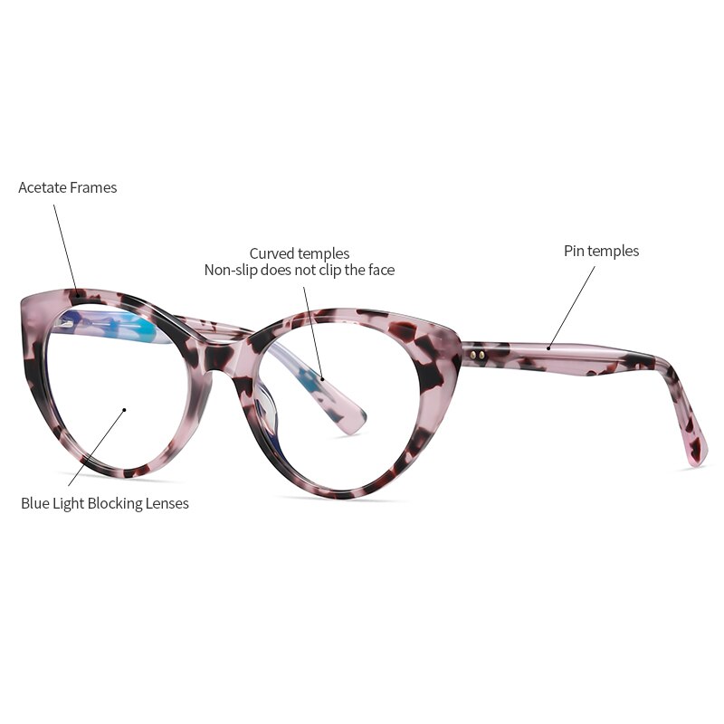 Zirosat Women's Full Rim Cat Eye Acetate Eyeglasses 8816 Full Rim Zirosat   